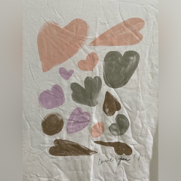 🤍💜💚🩷 NWT J Crew brushstroke watercolor heart print tee shirt sz S - Picture 2 of 6